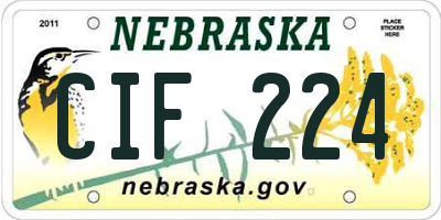 NE license plate CIF224