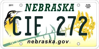 NE license plate CIF272