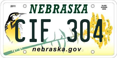 NE license plate CIF304