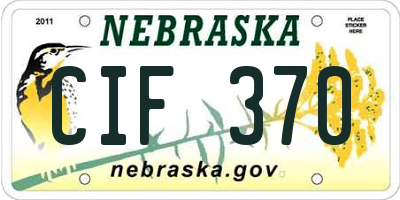 NE license plate CIF370