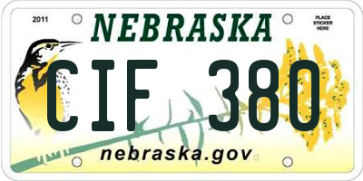 NE license plate CIF380