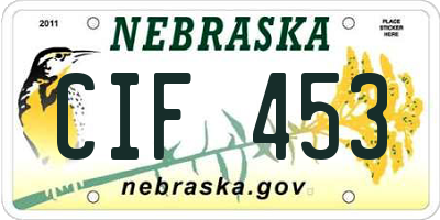 NE license plate CIF453