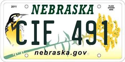 NE license plate CIF491
