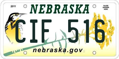NE license plate CIF516