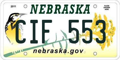 NE license plate CIF553