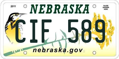 NE license plate CIF589