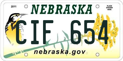 NE license plate CIF654