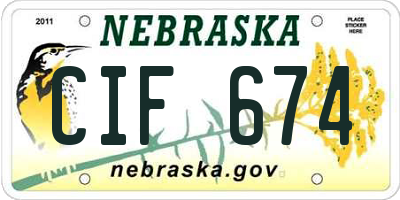 NE license plate CIF674