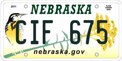 NE license plate CIF675