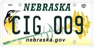 NE license plate CIG009