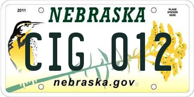 NE license plate CIG012