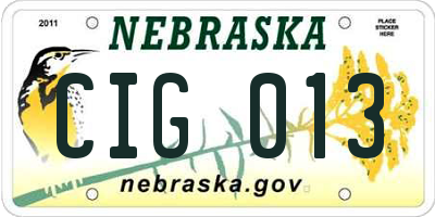 NE license plate CIG013