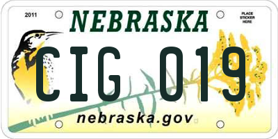 NE license plate CIG019
