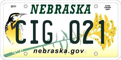 NE license plate CIG021