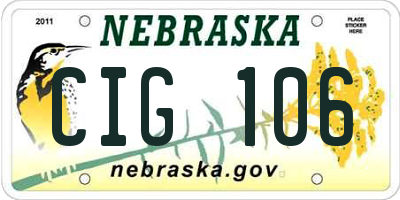 NE license plate CIG106