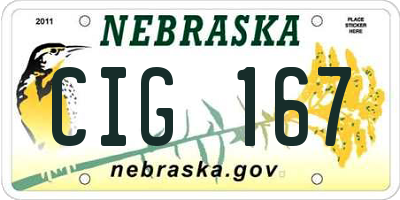 NE license plate CIG167
