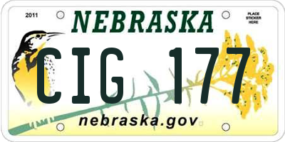 NE license plate CIG177
