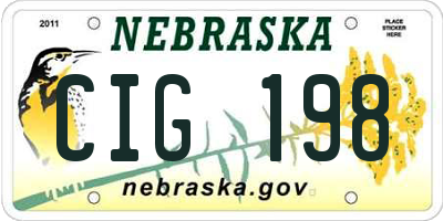NE license plate CIG198