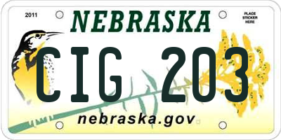 NE license plate CIG203
