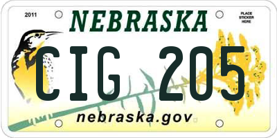 NE license plate CIG205