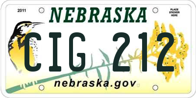 NE license plate CIG212