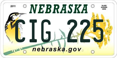 NE license plate CIG225
