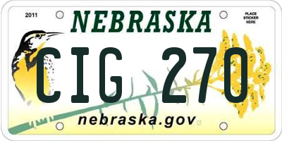 NE license plate CIG270