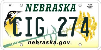 NE license plate CIG274