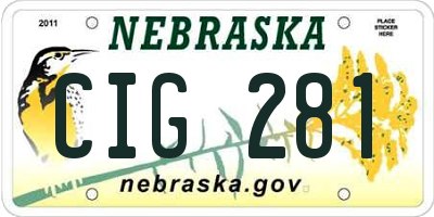 NE license plate CIG281