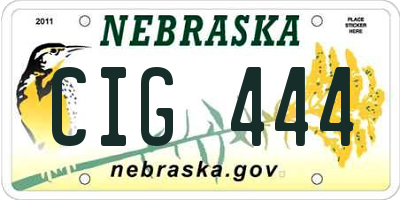 NE license plate CIG444