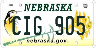 NE license plate CIG905