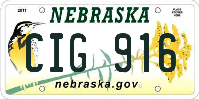 NE license plate CIG916