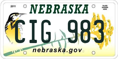 NE license plate CIG983