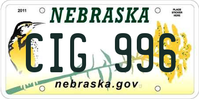 NE license plate CIG996