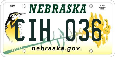 NE license plate CIH036