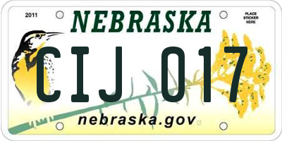 NE license plate CIJ017