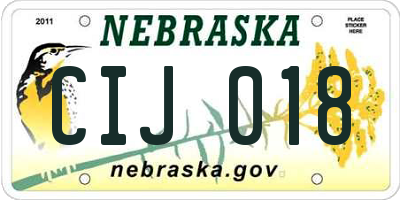 NE license plate CIJ018