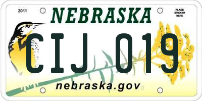 NE license plate CIJ019