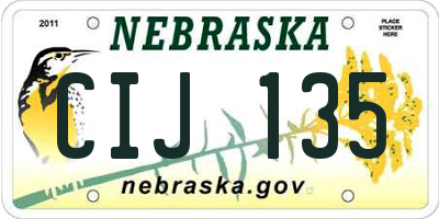 NE license plate CIJ135