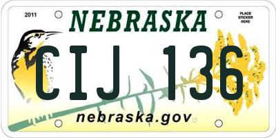 NE license plate CIJ136
