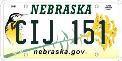 NE license plate CIJ151