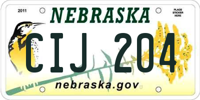 NE license plate CIJ204