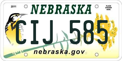 NE license plate CIJ585