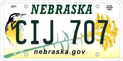NE license plate CIJ707