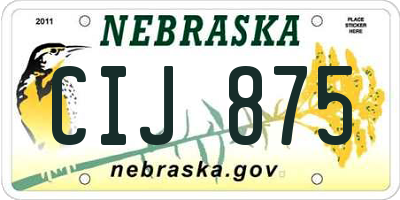 NE license plate CIJ875