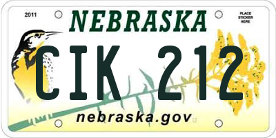 NE license plate CIK212
