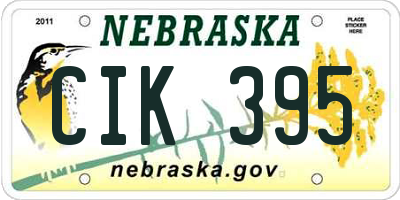 NE license plate CIK395