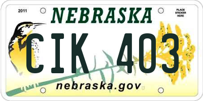 NE license plate CIK403