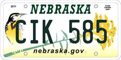 NE license plate CIK585