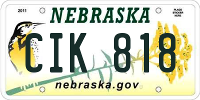 NE license plate CIK818